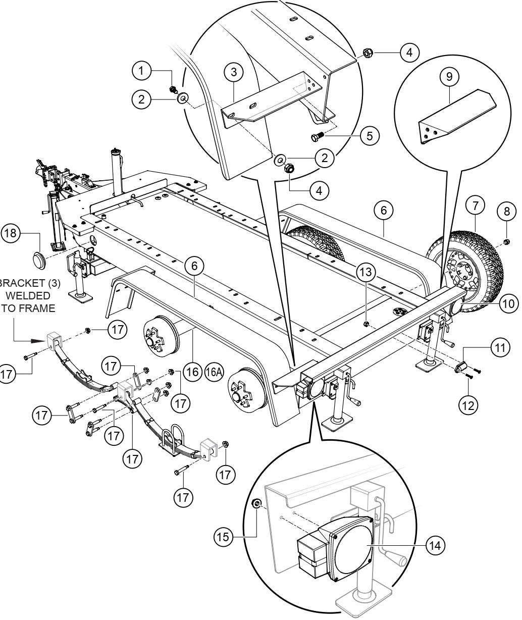 Trailer Assembly Parts For MLT25 Light Tower By Multiquip