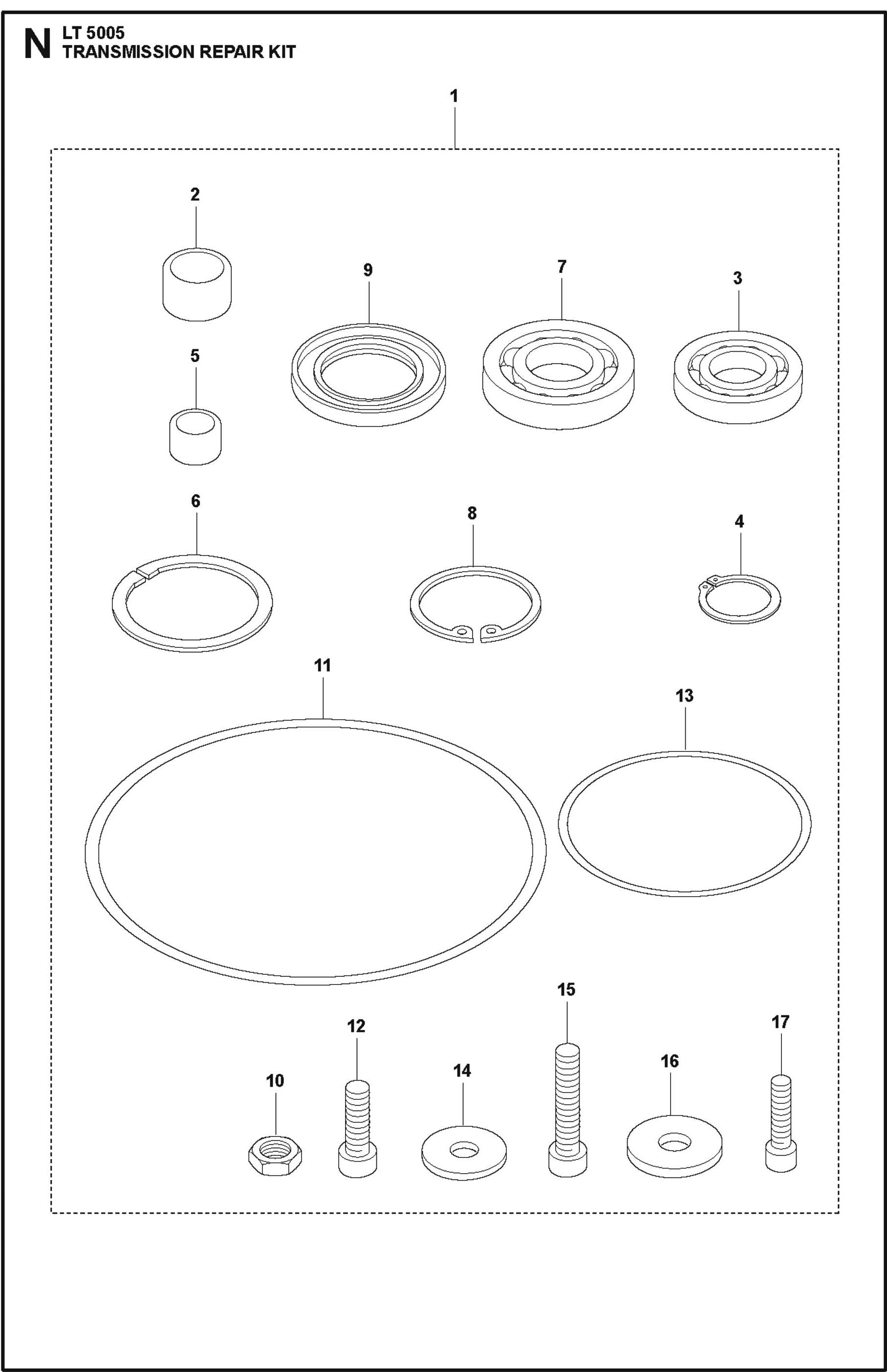 Transmission Repair Kit For LT 5005 Compaction Rammers By Husqvarna