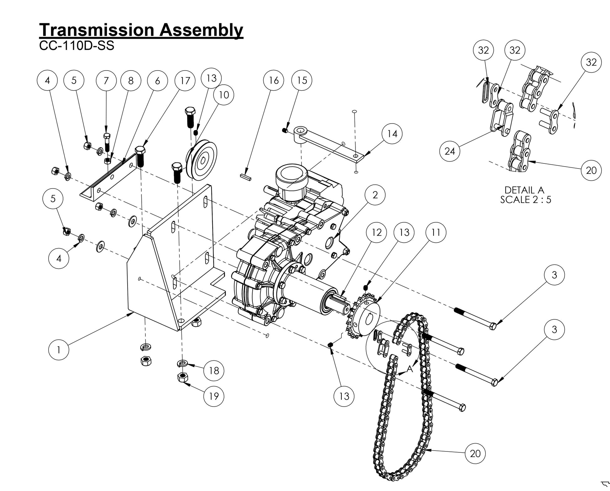 CC-110D-SS Transmission Assembly Parts