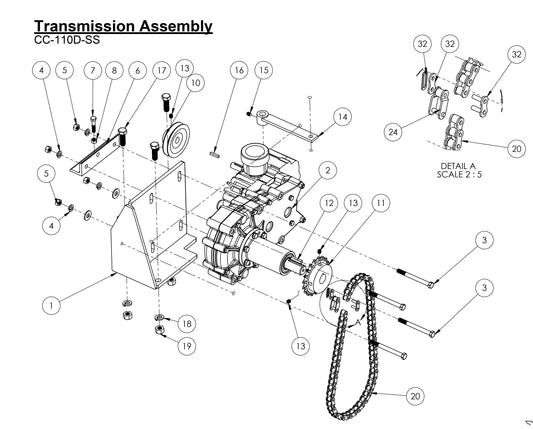 CC-110D-SS Transmission Assembly Parts