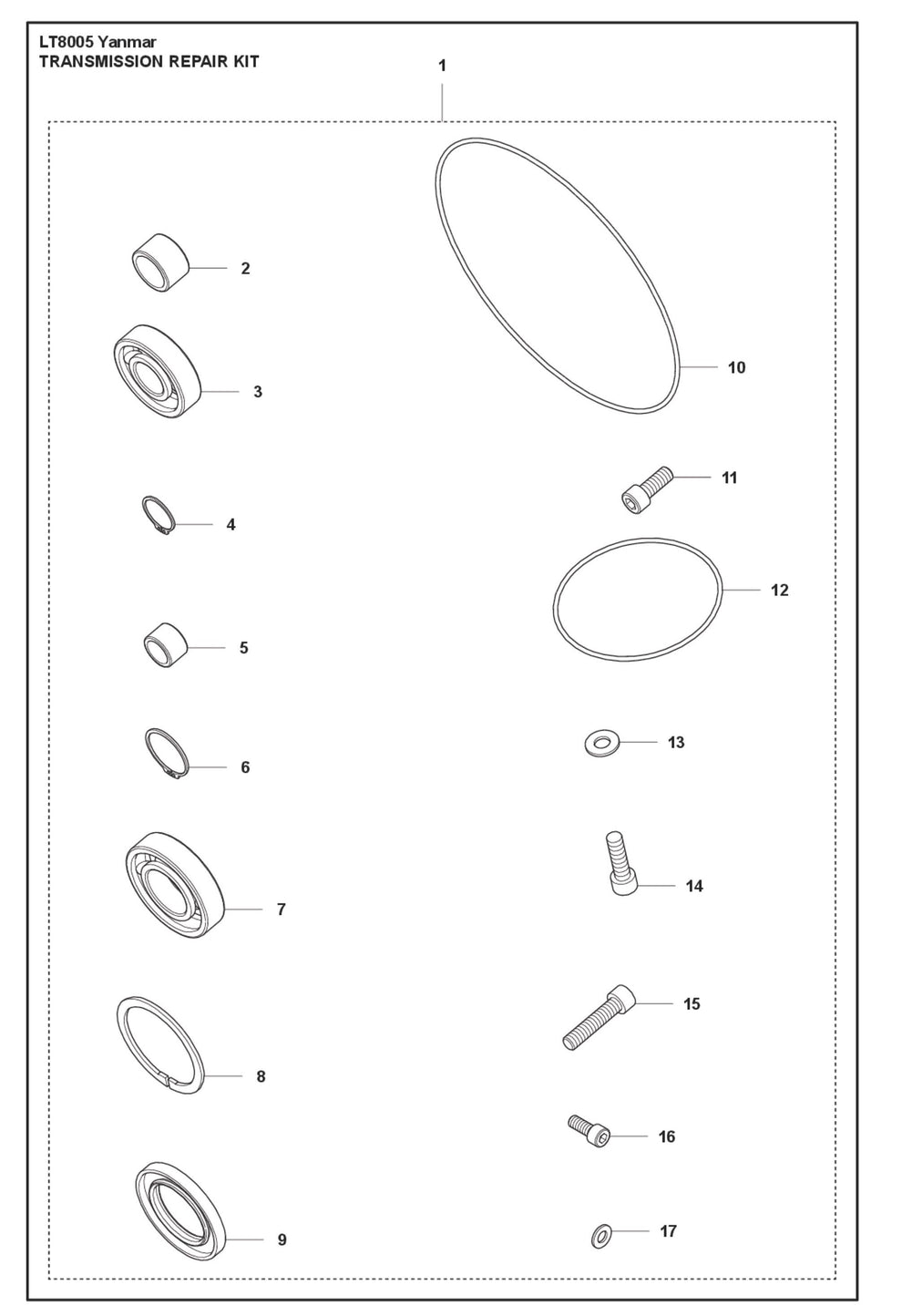 Transmission Repair Kit Parts For LT8005 II Yanmar By Husqvarna