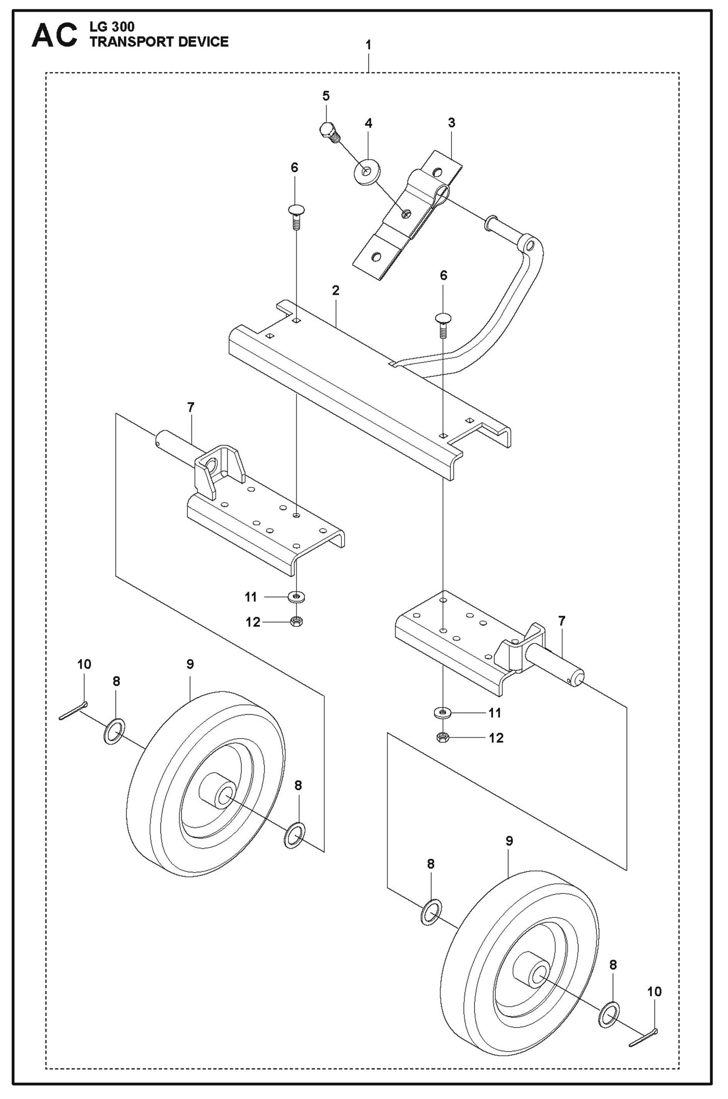 Transport device Parts For LG 300 Petrol By Husqvarna