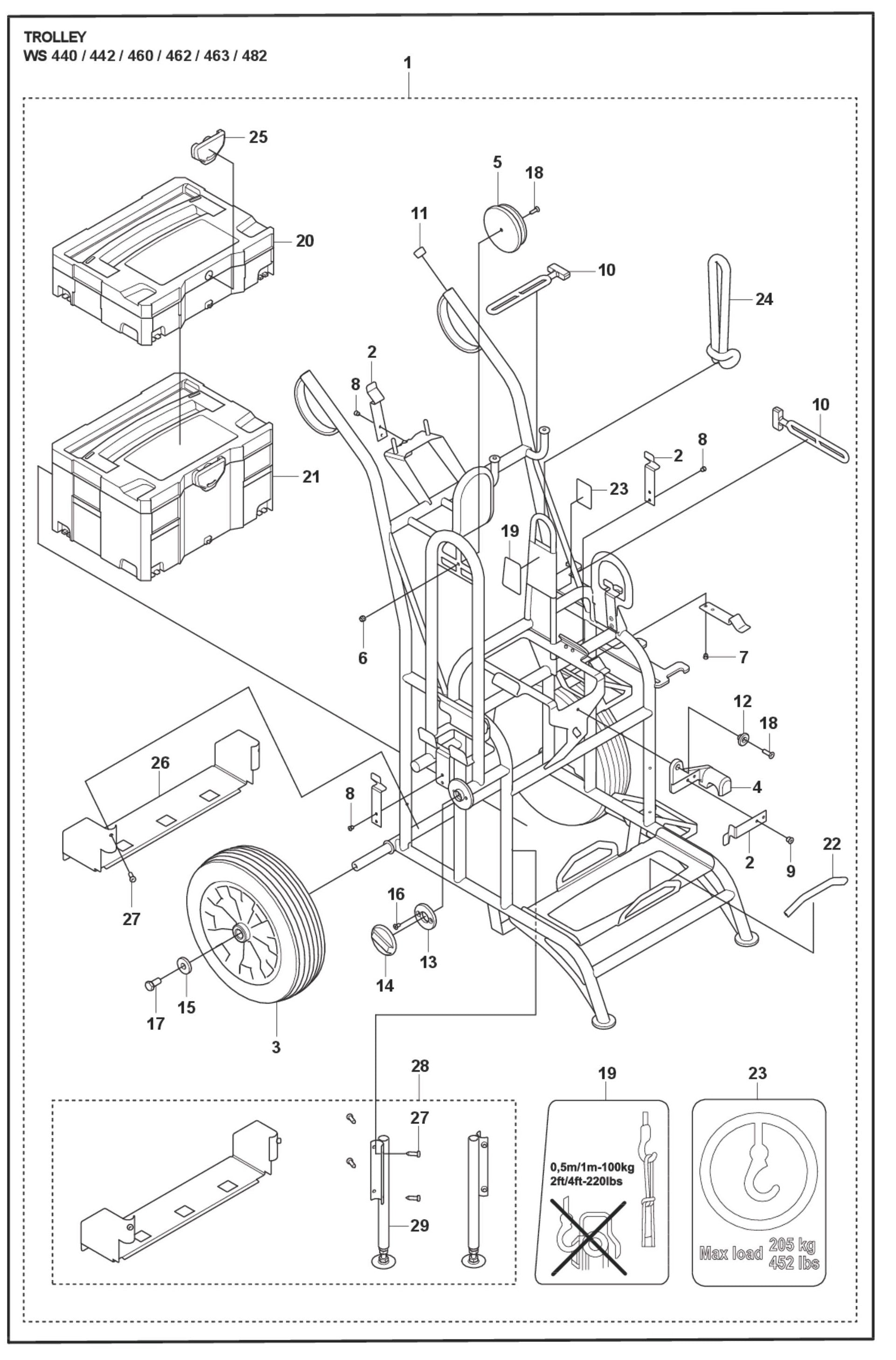 Trolley Parts For WS 460 By Husqvarna