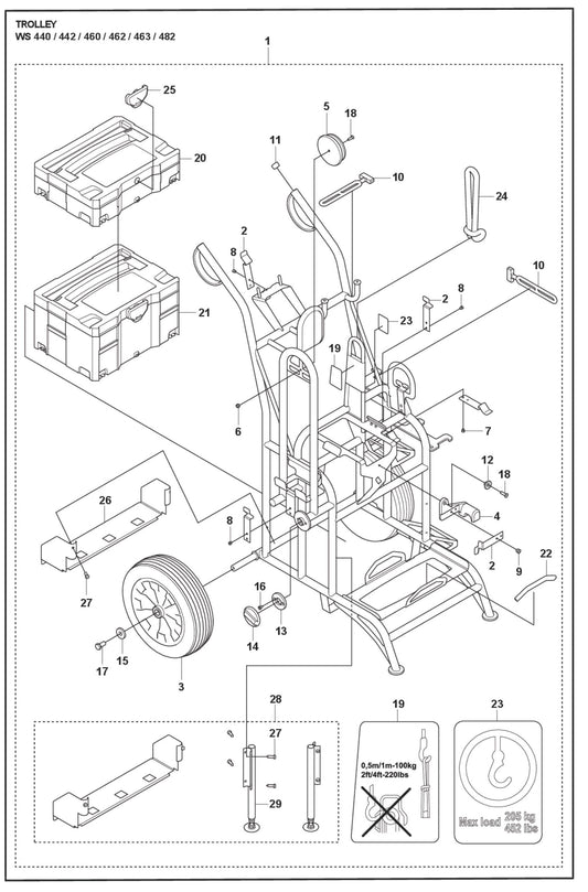 Trolley Parts For WS 460 By Husqvarna