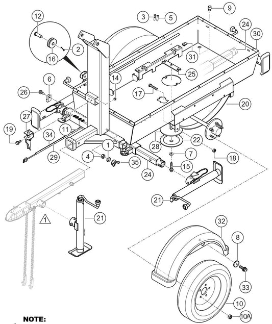 Tub/Trailer Assembly Parts For LT6K5 Light Tower By Multiquip 