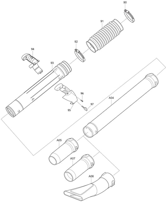 Tube Assembly Parts For EB5300WH Blower By Makita