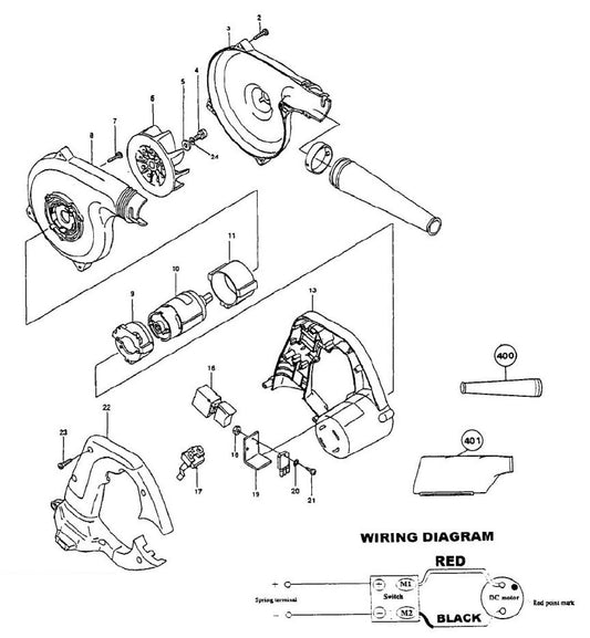 UB181DZ Cordless Blower Assembly Parts By Makita