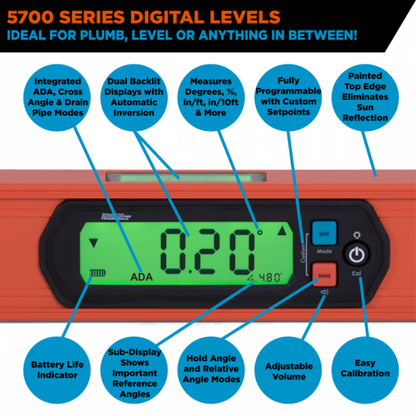24" Waterproof Digital Level 5700-2400D by Johnson Level replaces 1880-2400