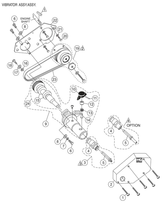 BP-25H Gasoline Vibrator- Vibrator Assembly Parts By Multiquip