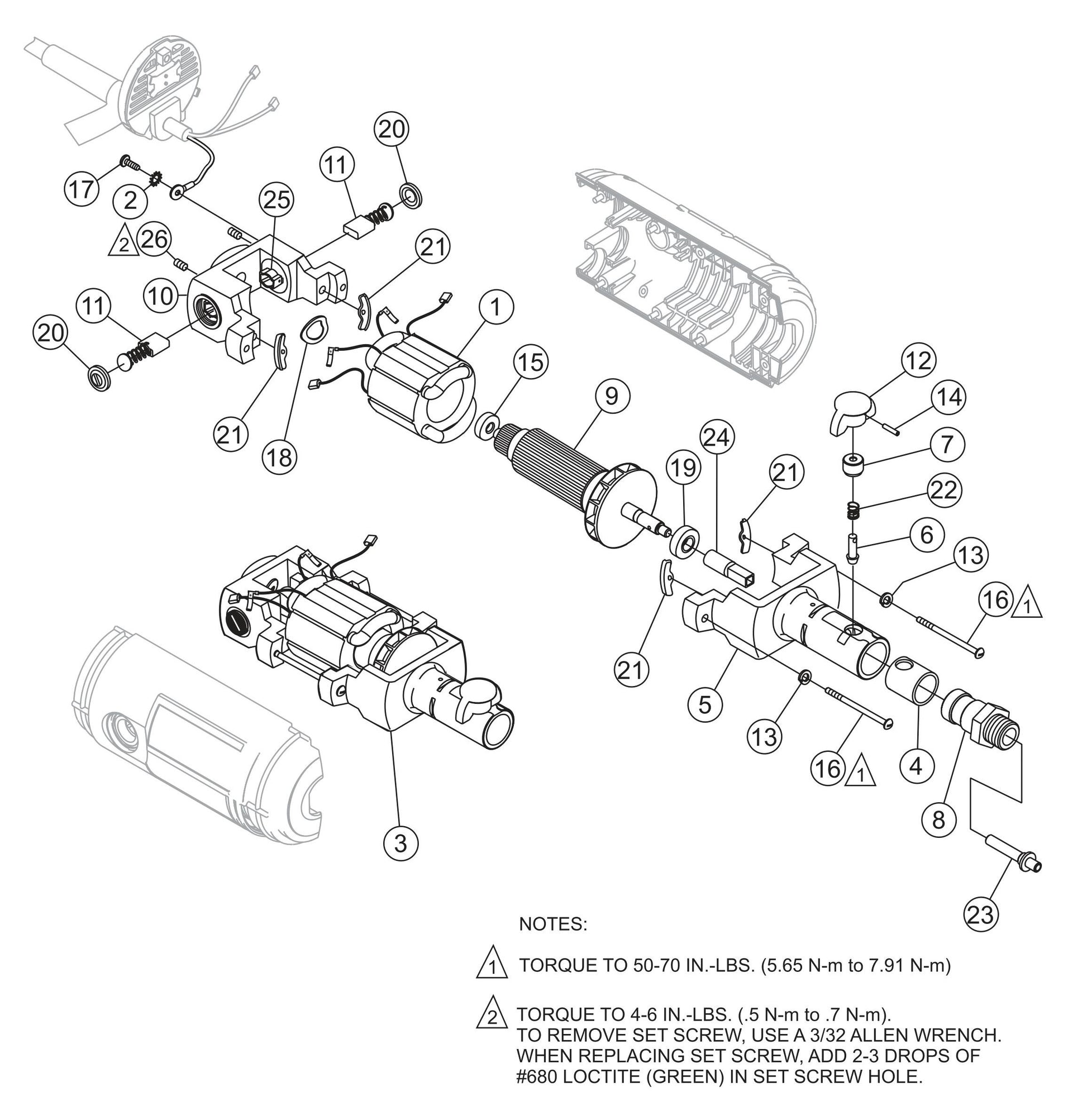CV Series - Vibrator Motor Assembly Parts By Multiquip