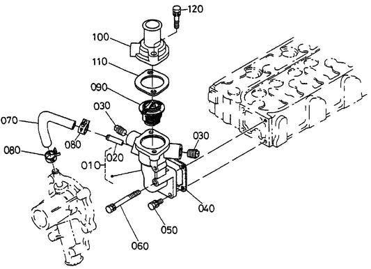 Water Flange and Thermostat Assembly Parts for KD1800-KD6 Light Towers by Multiquip