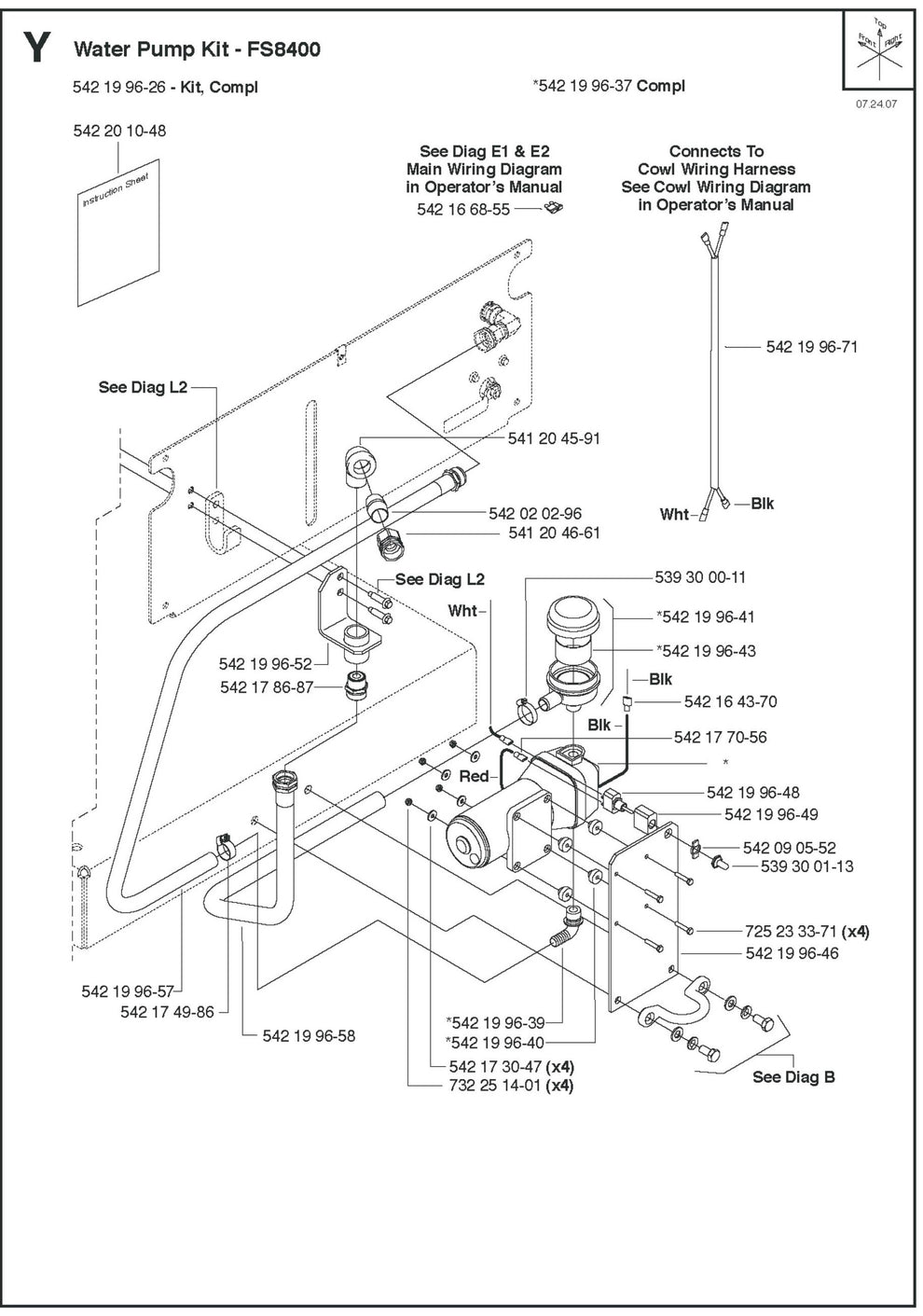 Water Pump Kit Parts for FS8400 D By Husqvarna