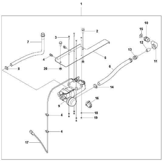 FS3500 Water Pump Assembly Parts by Husqvarna