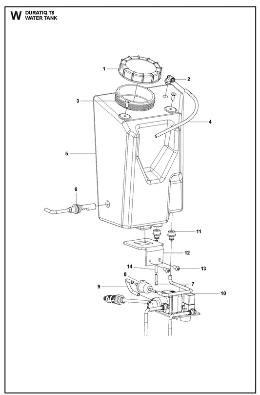 Water Tank Parts For HTC T8 By Husqvarna