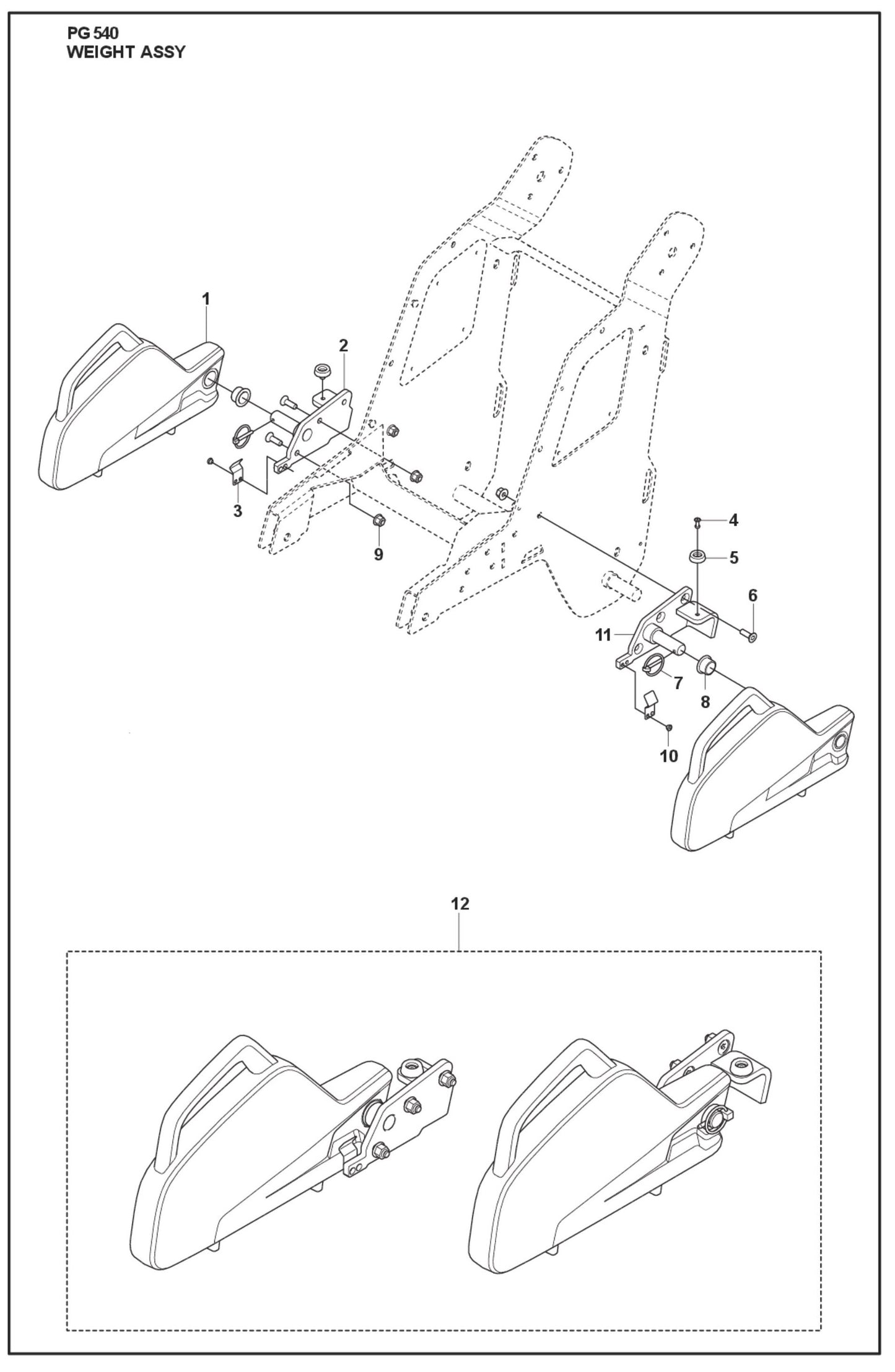Weight Assy Parts For PG 540 2.2 kW By Husqvarna