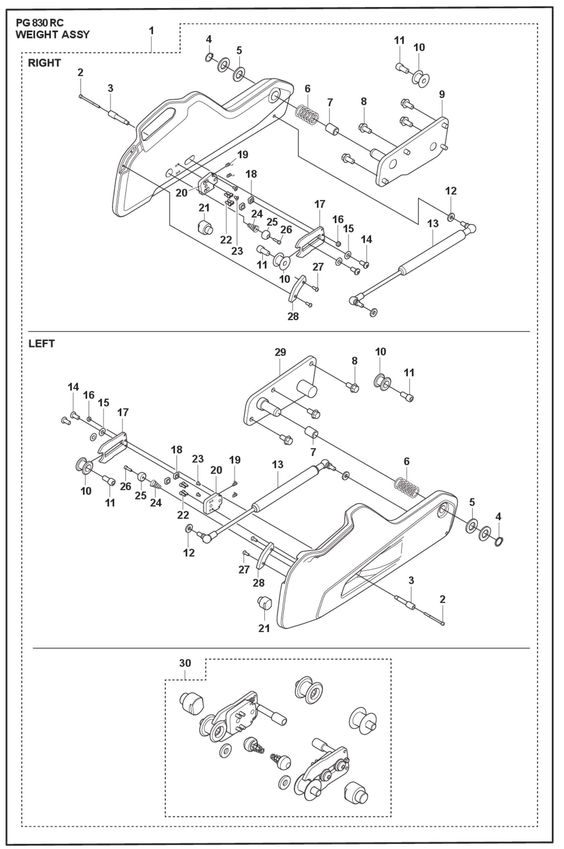 Weight Assy Parts For PG 830 RC By Husqvarna