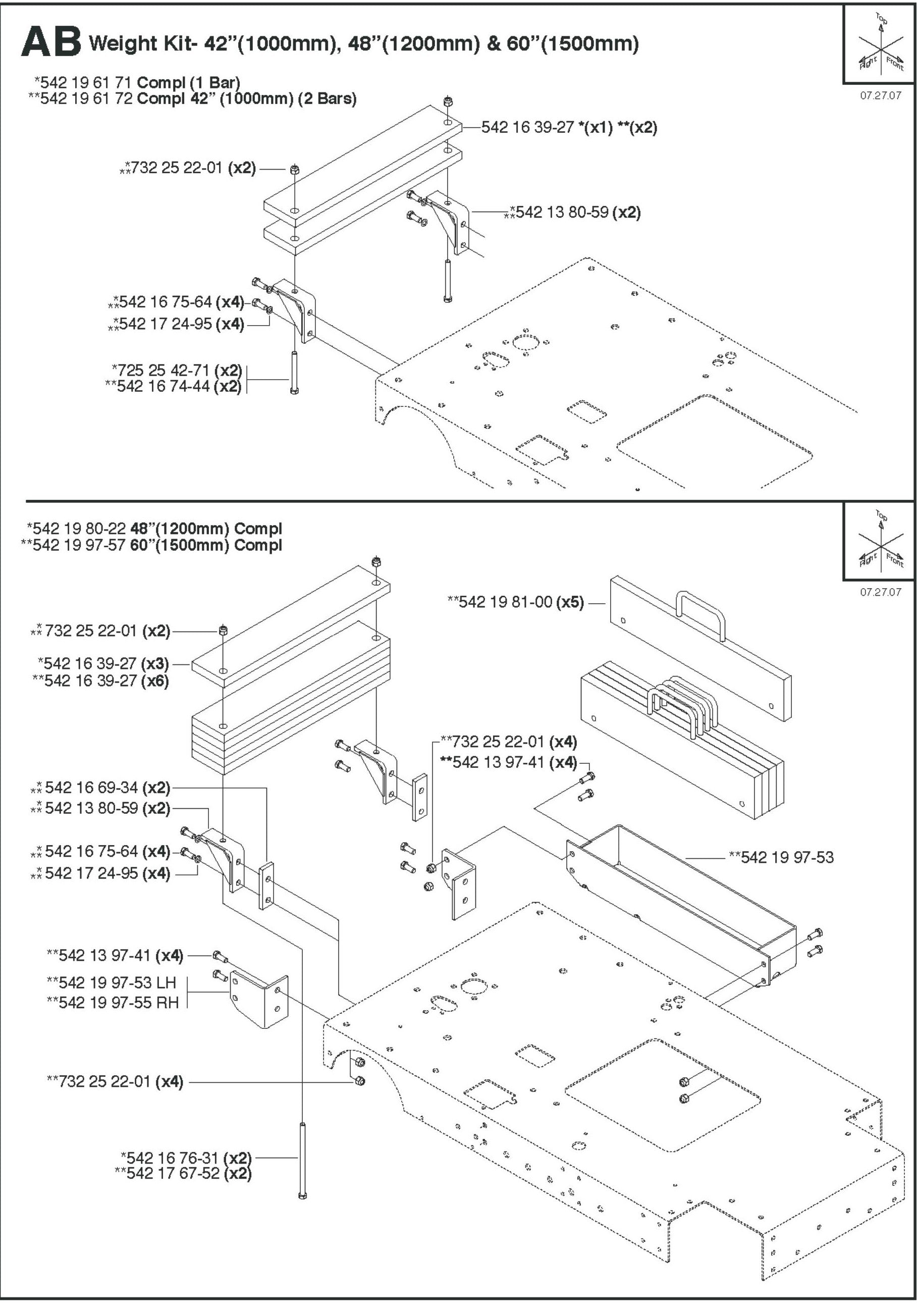 Weight Kit-42&quot;(1000mm), 48&quot; (1200mm) And 60&quot; (1500mm) Parts for FS8400 D By Husqvarna