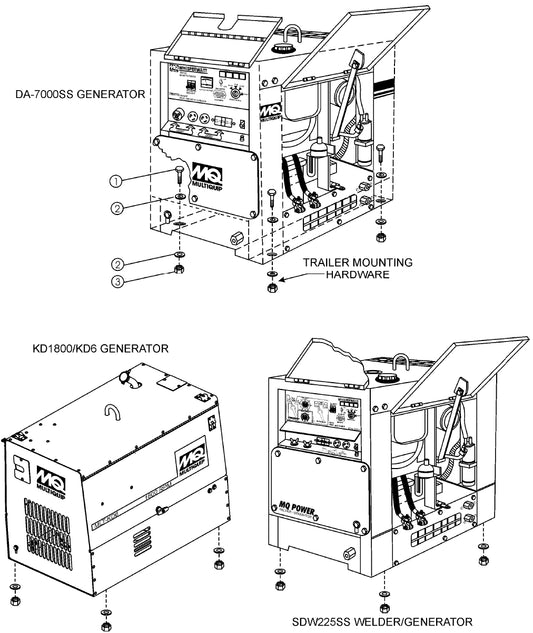 Gen/Welder Trailer Mounting Assembly Parts for MLT light Towers by Multiquip