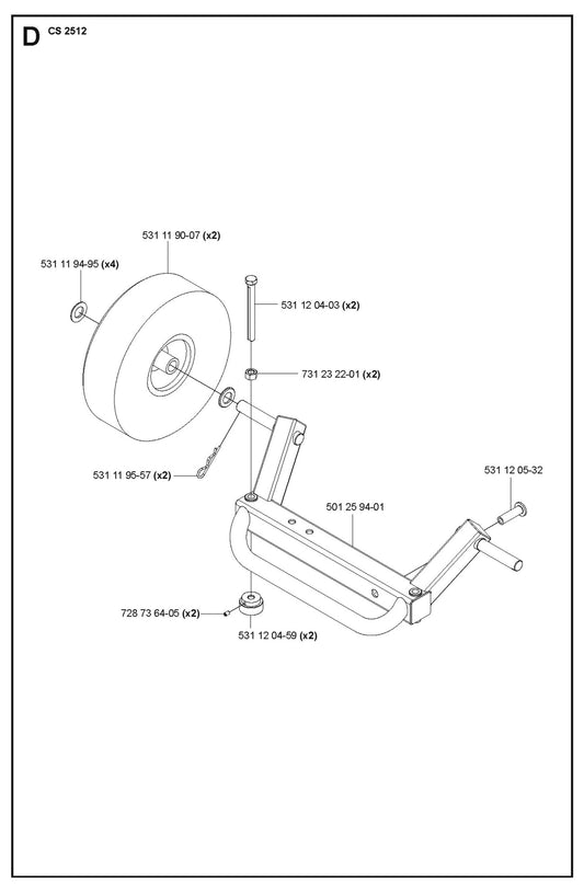 Wheels And Tires Parts For Wire Saw CS 2512 By Husqvarna