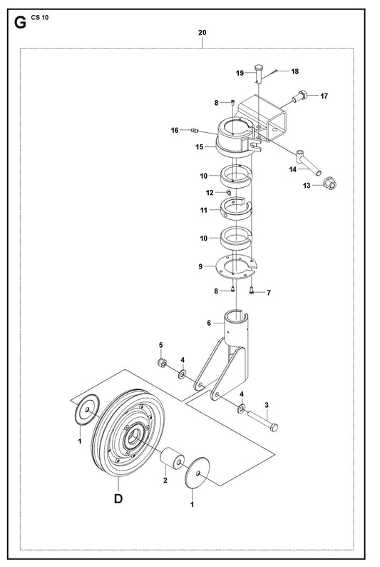 Wheel Assembly Fig.1 Parts For CS 10 Wire Saw By Husqvarna
