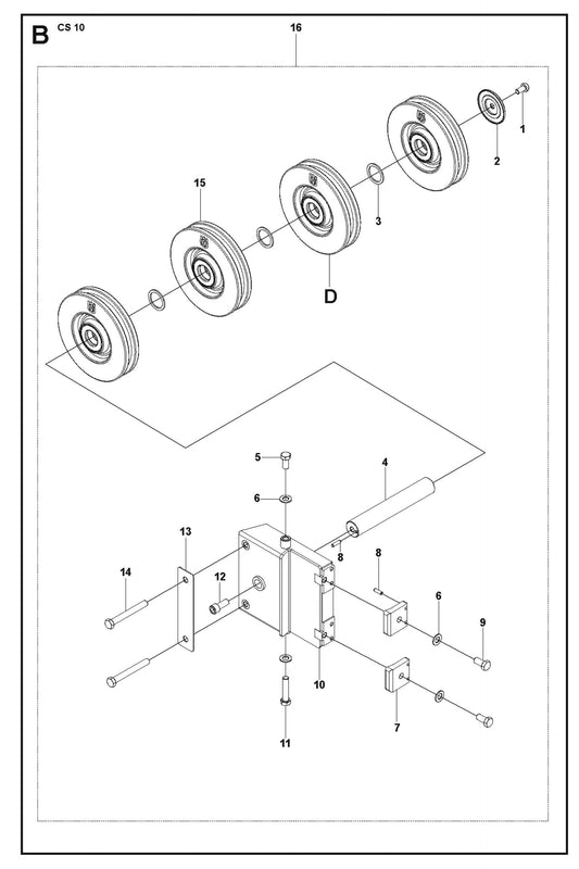 Wheel Bracket, Lower Parts For CS 10 Wire Saw By Husqvarna