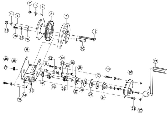 Winch Assembly Parts For LT6K5 Light Tower By Multiquip 