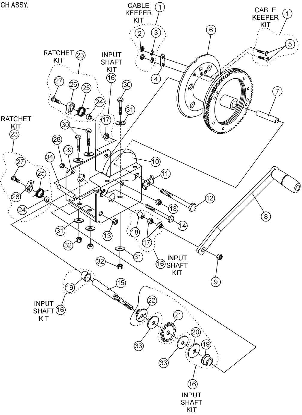 Winch Assembly Parts for MLT Light Towers by Multiquip