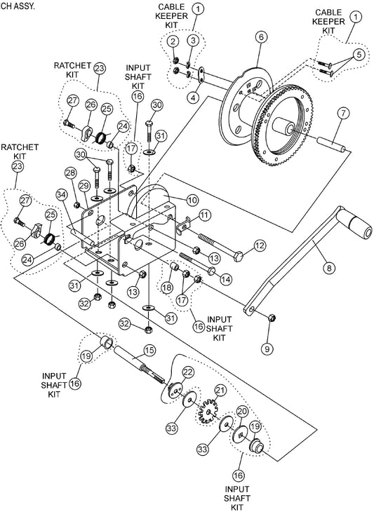 Winch Assembly Parts for MLT Light Towers by Multiquip