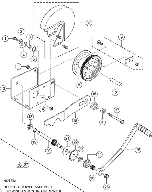 Winch (Dutton Laisen) Assembly Parts For MLT25 Light Tower By Multiquip