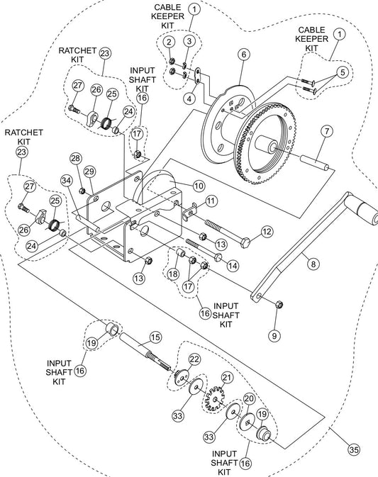 Winch(Fulton) Assembly Parts for LT 12 Light Tower Series By Multiquip