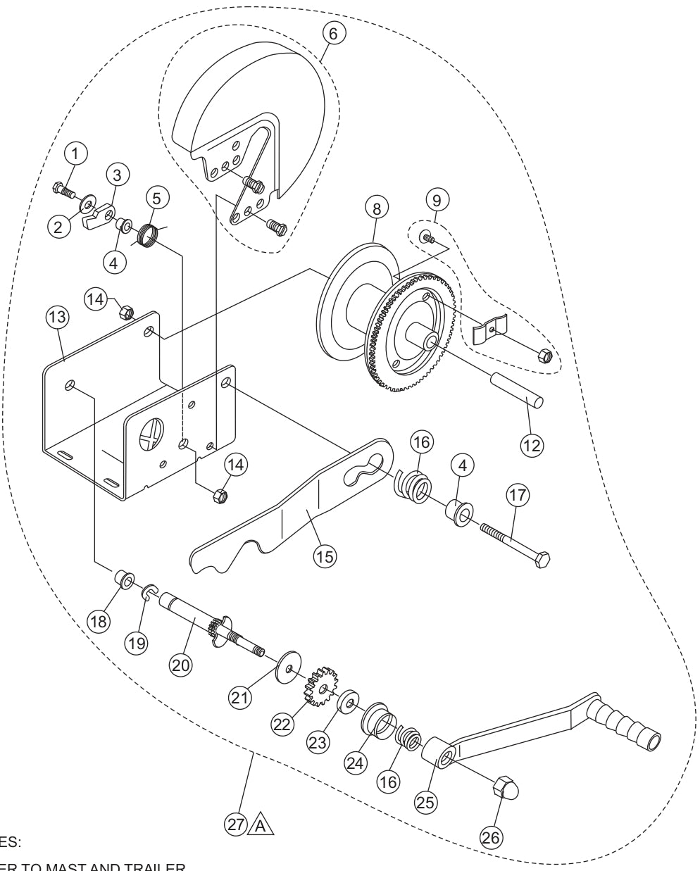 Winch Assembly Parts for LT12D50B Light Tower by Multiquip
