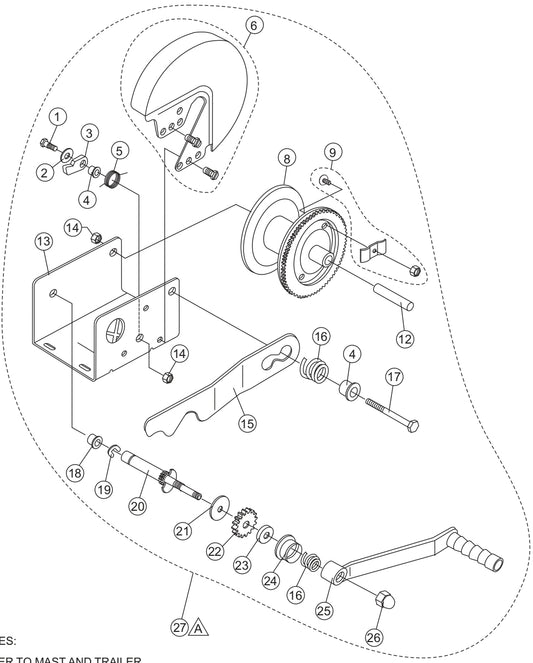 Winch Assembly Parts for LT12D50B Light Tower by Multiquip