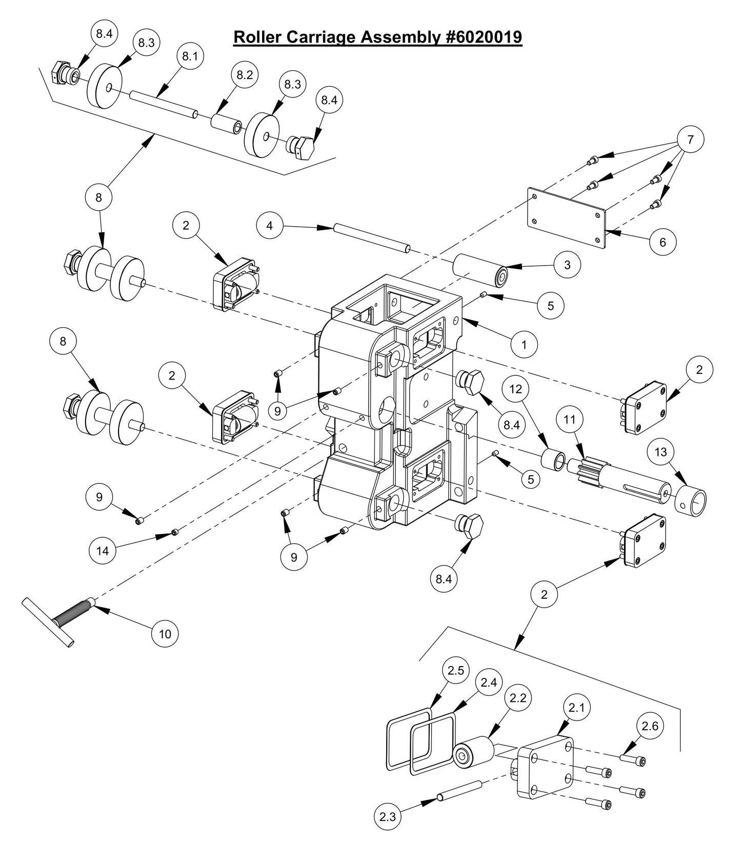 WS25 Roller Carriage Assembly Parts