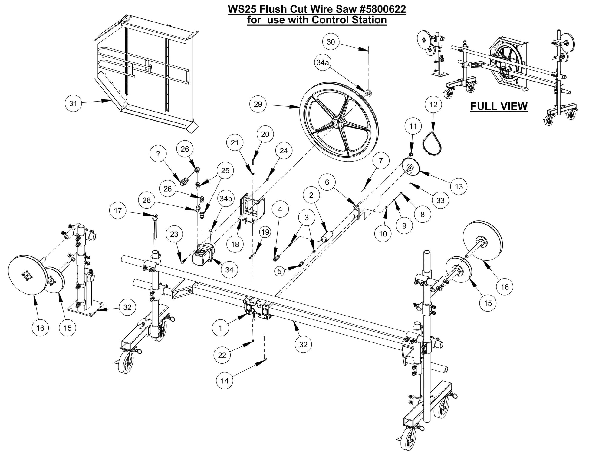 WS25 Flush Cut Wire Saw for use with Control Station Assembly Parts