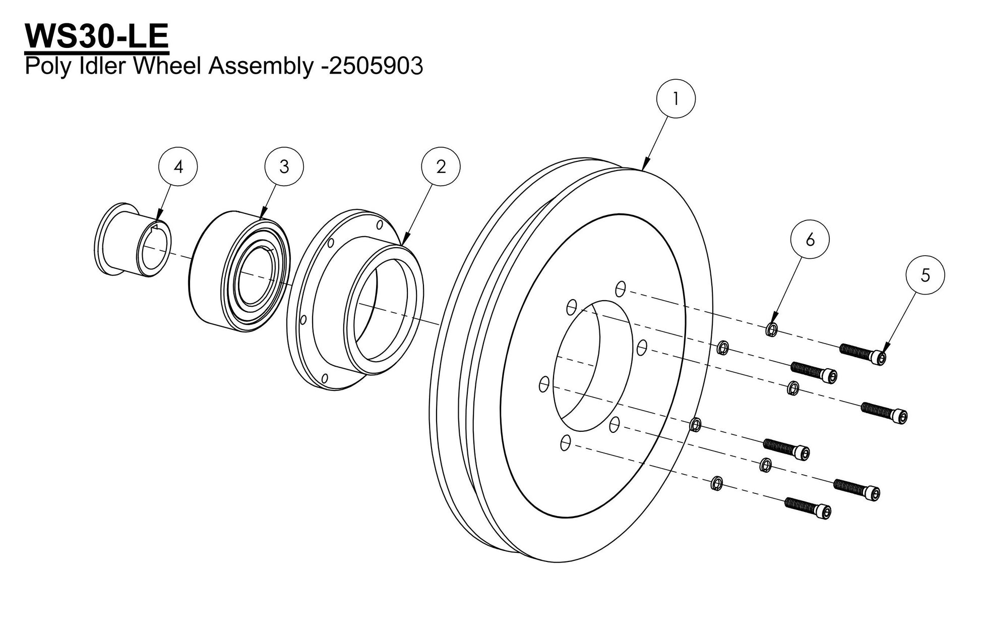 WS30-LE Poly Idler Wheel Assembly Parts