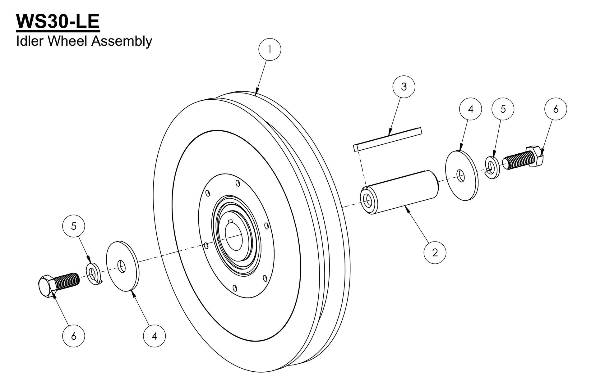 WS30-LE Idler Wheel Assembly-2 Parts