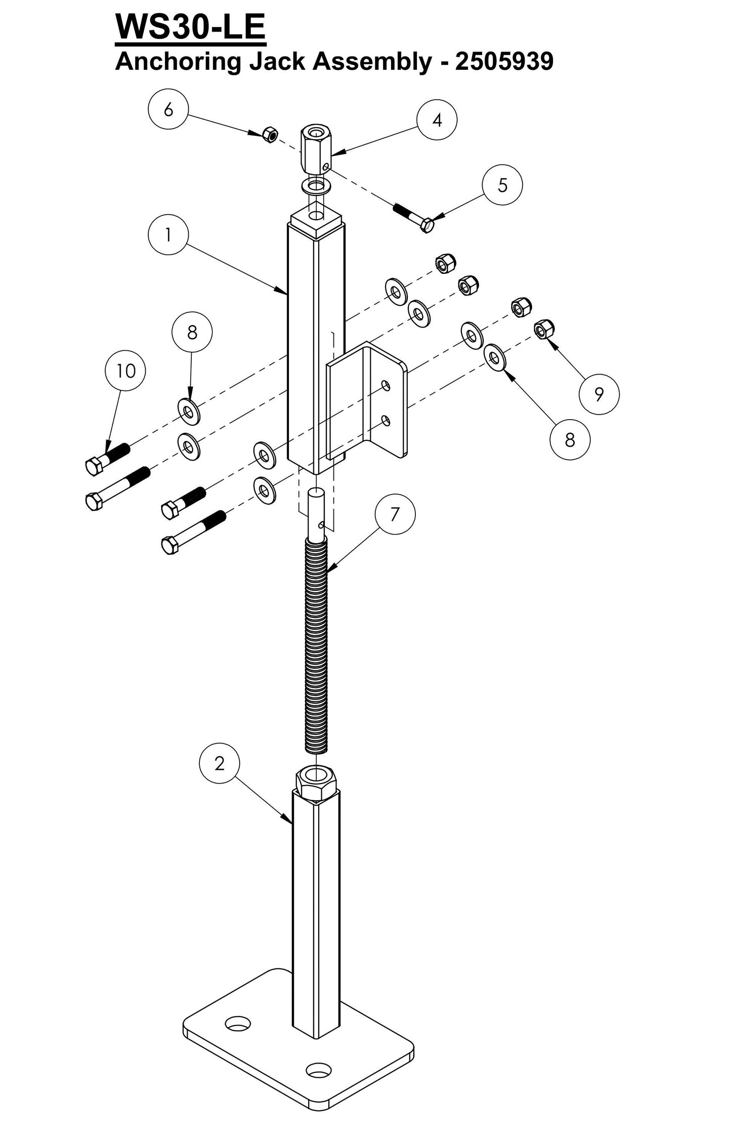 WS30-LE Anchoring Jack Assembly Parts