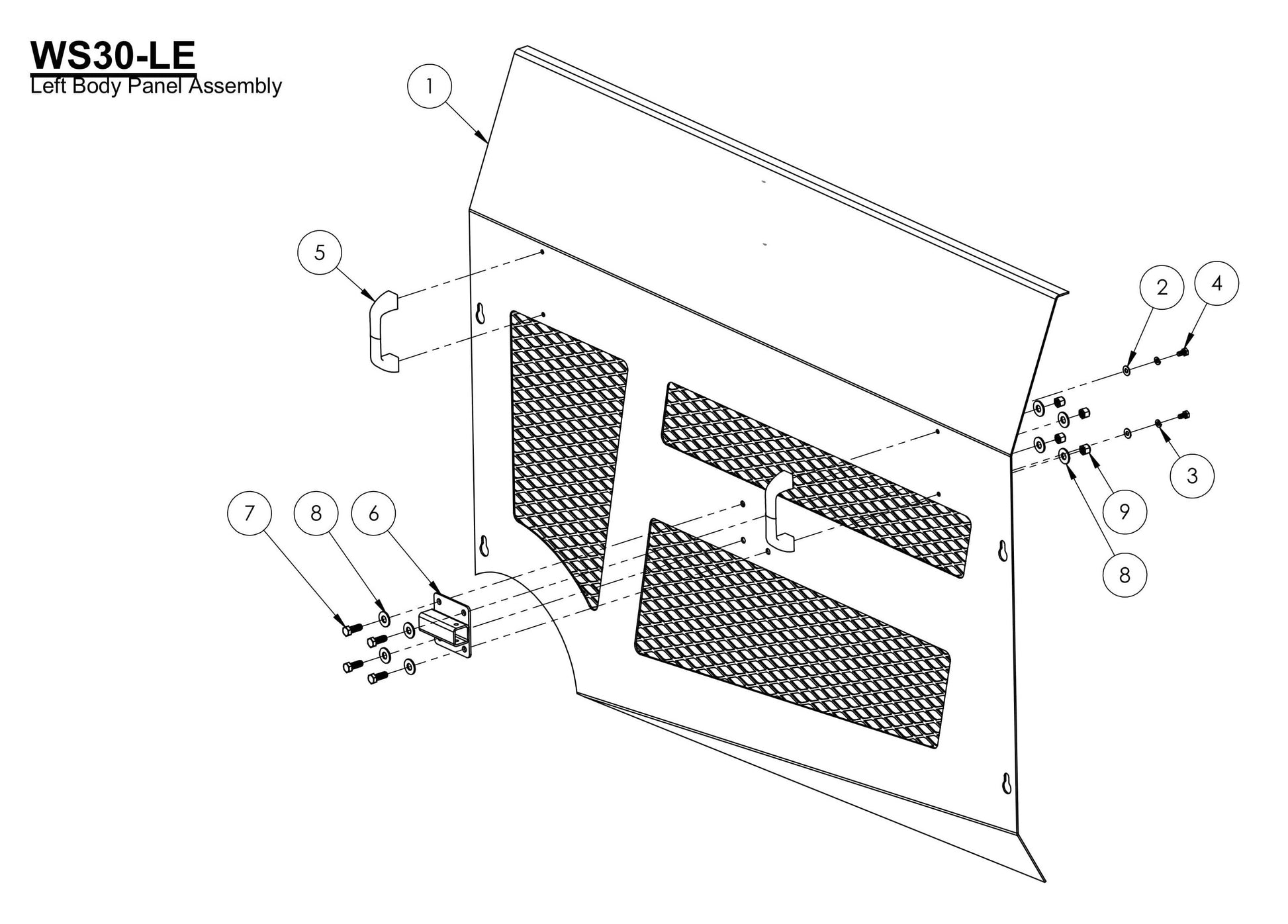 WS30-LE Left Body Panel Assembly Parts