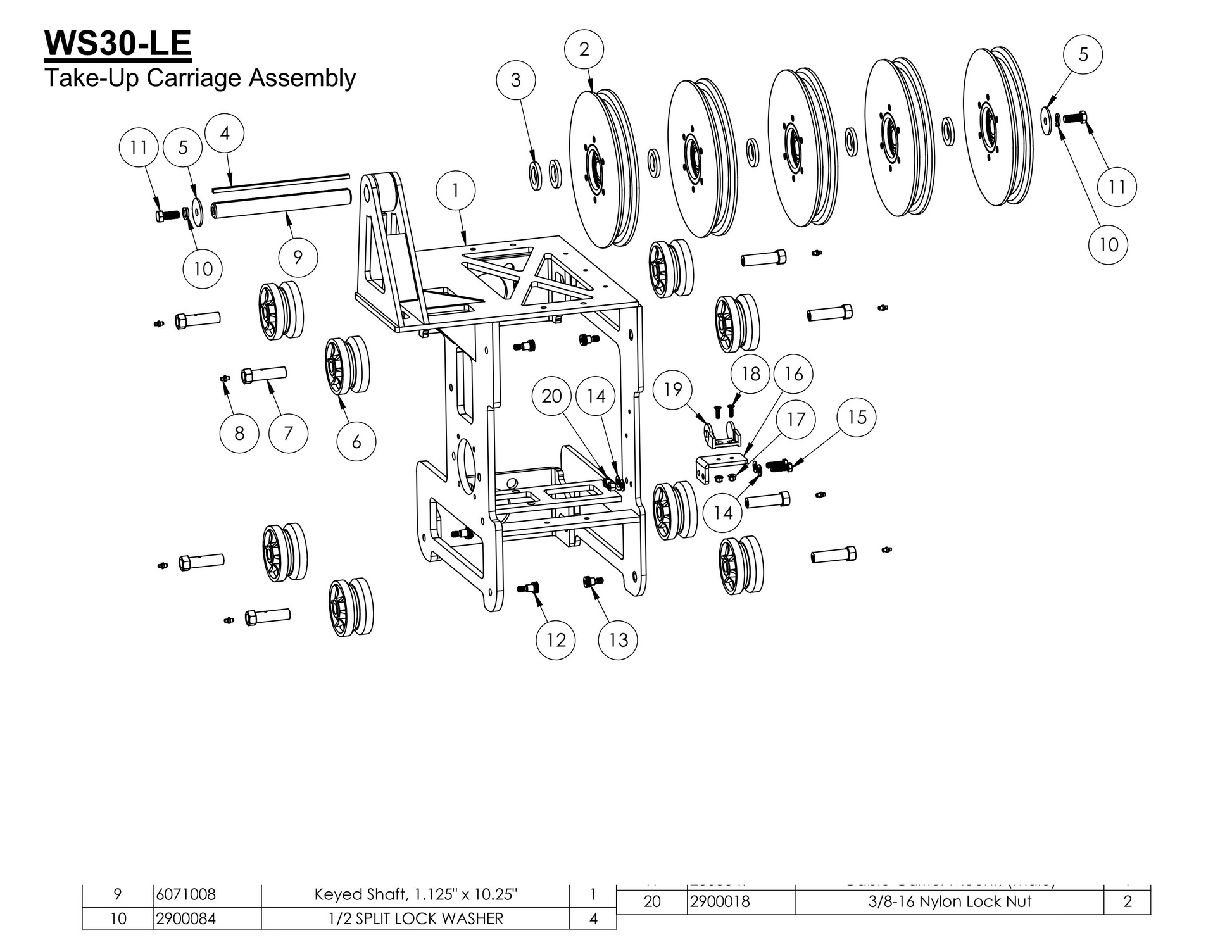 WS30-LE Take-Up Carriage Assembly Parts