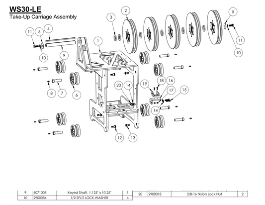WS30-LE Take-Up Carriage Assembly Parts