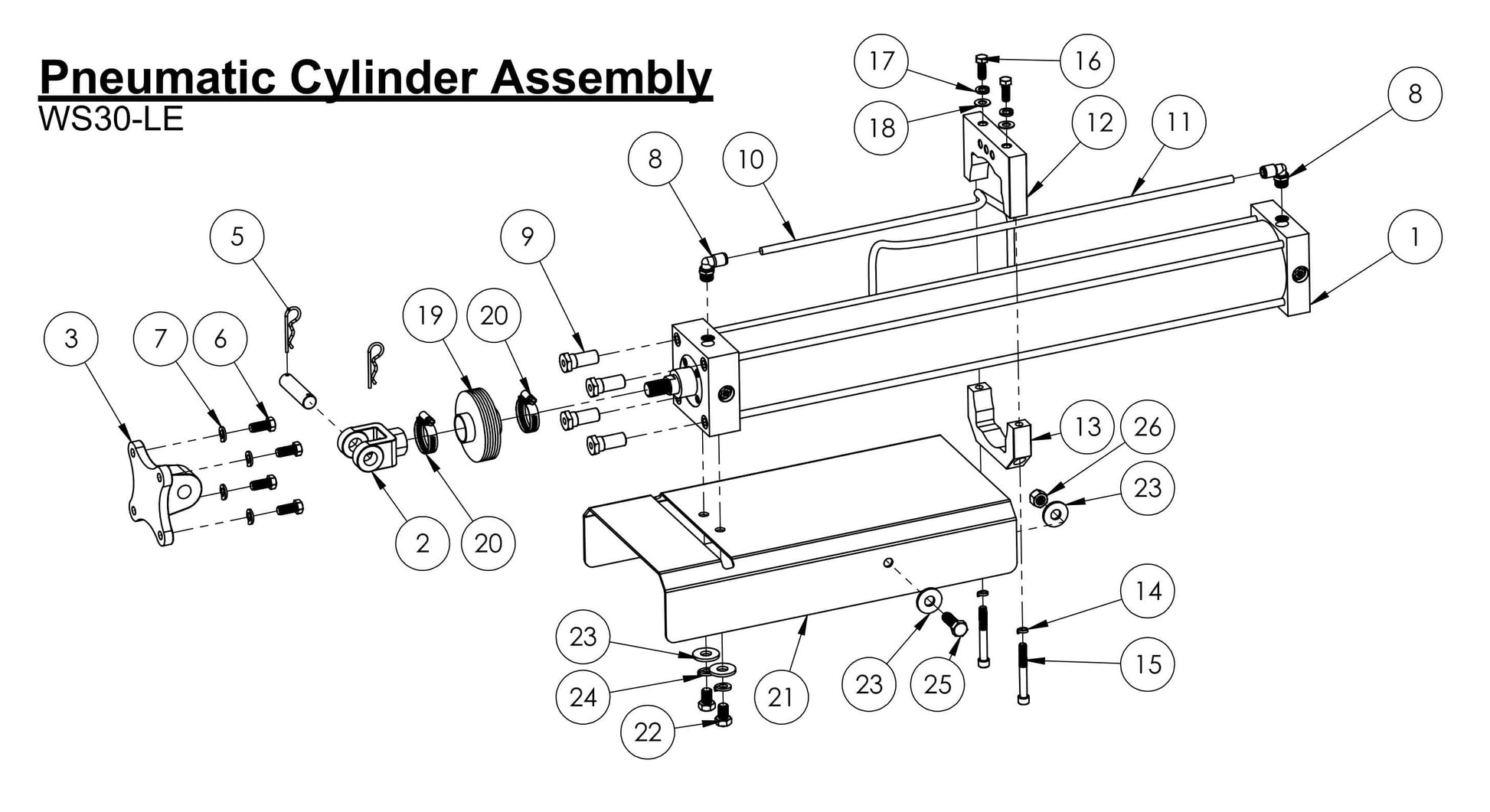 WS30-LE Pneumatic Cylinder Assembly Parts