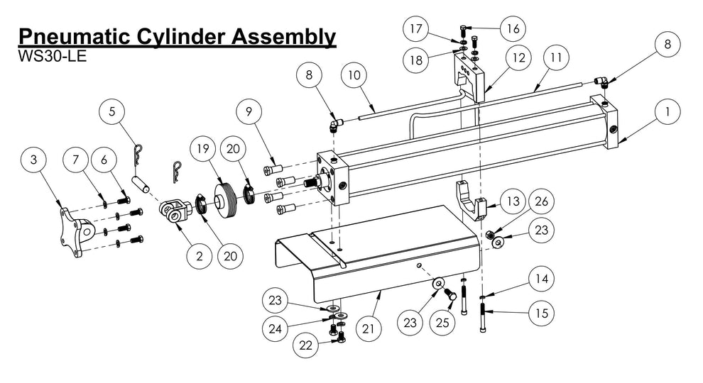 WS30-LE Pneumatic Cylinder Assembly Parts