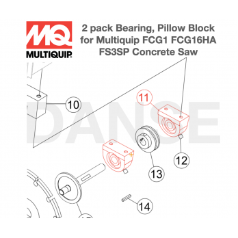 15359 Bearing, Pillow Block (2 pk) for FCG1 Slabsaver Concrete Saw by Multiquip