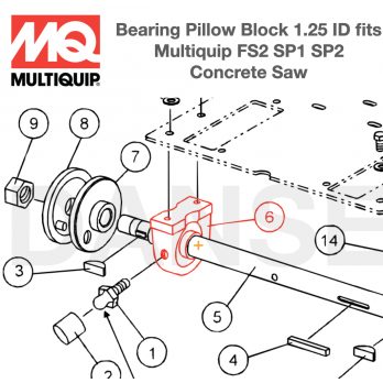 28081-001 Bearing, Pillowblk 1.25Id As206-20 for SP2S20H Flat Concrete Saw by Multiquip