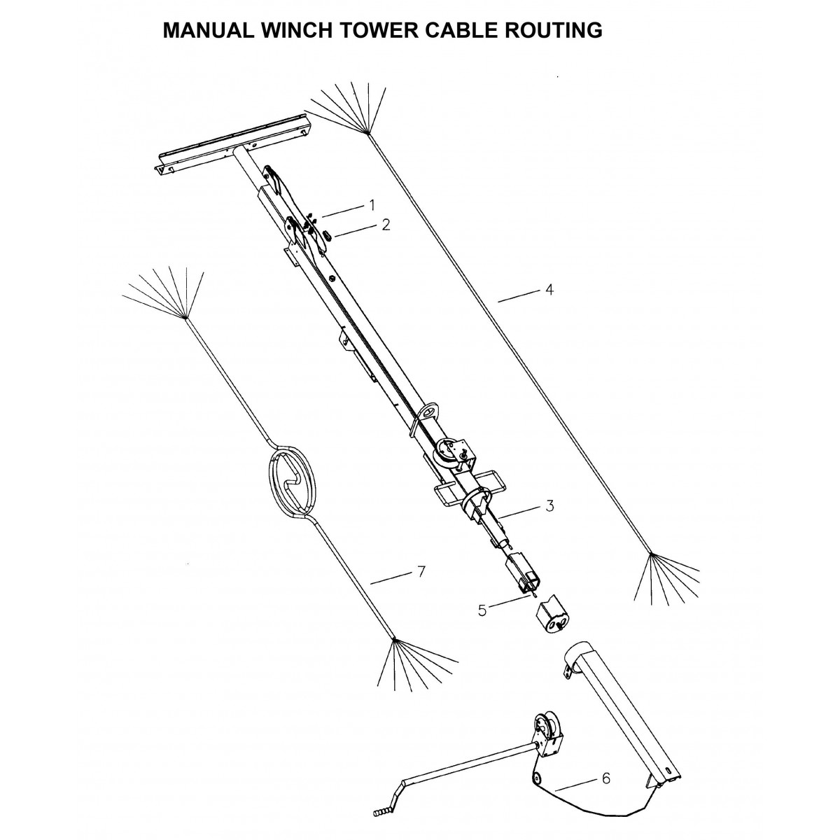 Manual Winch Tower Cable Routing Parts