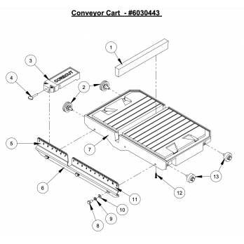 6030443 Complete Conveyor Cart Assembly with Rip Guide fits Core Cut CC500MXLII Table Saw