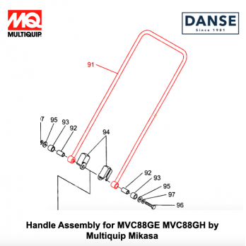 Handle Assembly for MVC88GE MVC88GEW MVC88GH MVC88GHW by Multiquip Mikasa Plate Tampers 416115930 416218720 