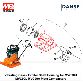 Vibrating Case / Exciter Shaft Housing for MVC90H MVC90L MVC90A Plate Compactors 408010050 408010057