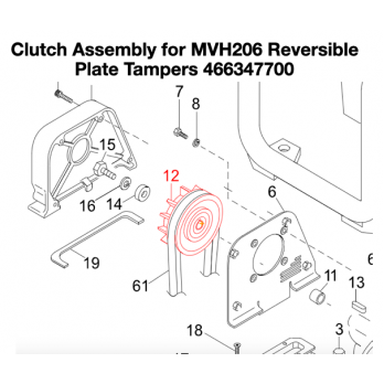 466347700 Clutch Assembly with Fan for MVH206D Reversible Plate Compactor by Multiquip Mikasa