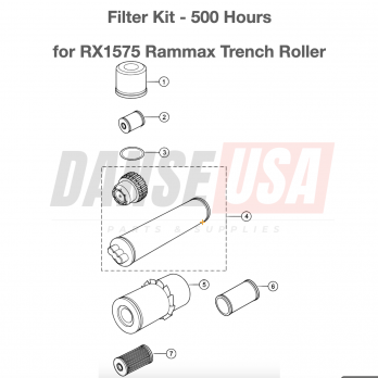 FILTER KIT, 500 HOURS fits RX1575 Rammax Trench Roller by Multiquip 4-760099 4760099